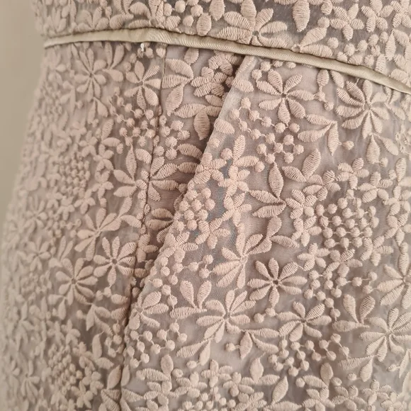 Mint Velvet taupe floral pencil dress size 16 sleeveless pockets - Picture 8 of 9